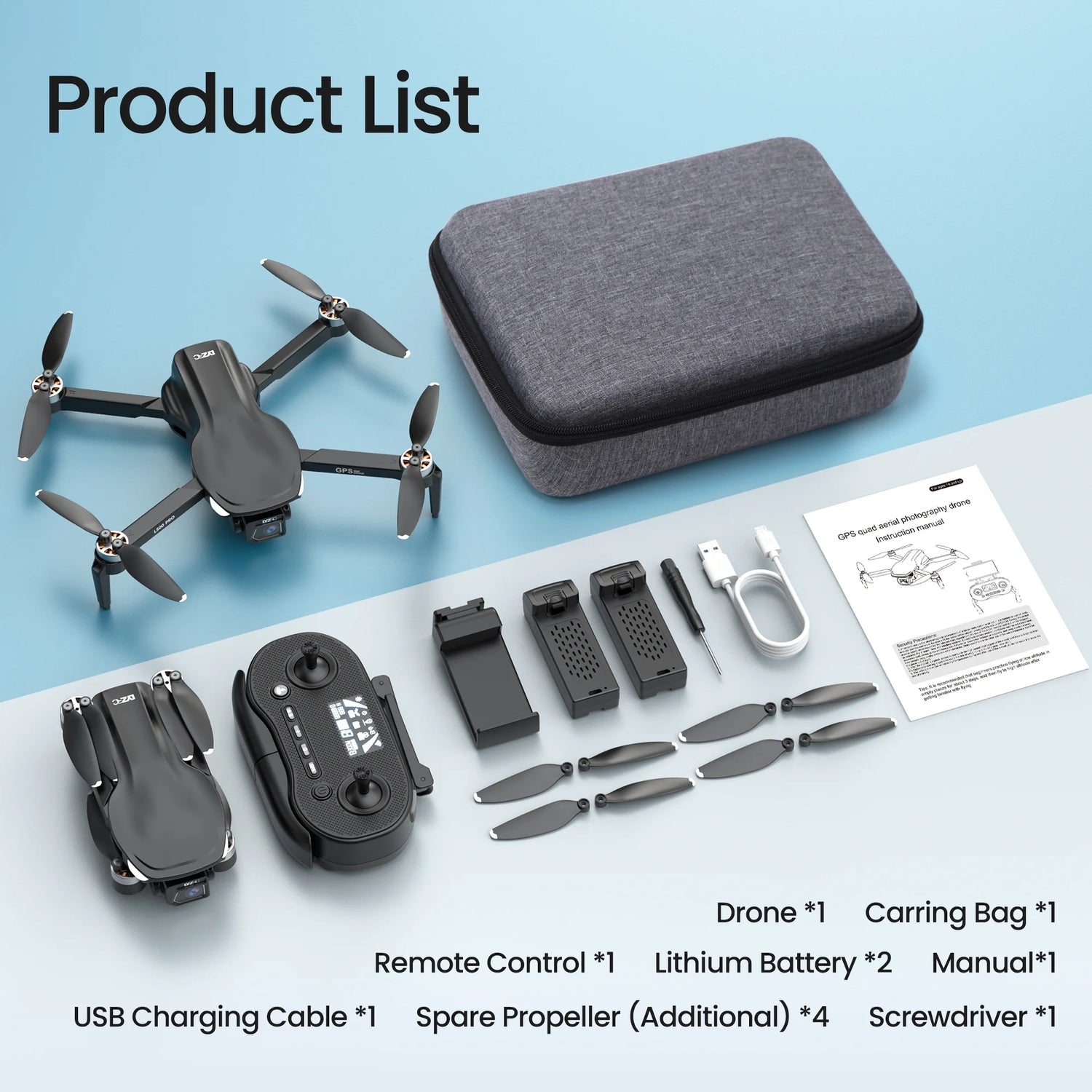 L500 Pro GPS Drone Featuring 4K HD Camera for Adults and Beginners, FPV RC Quadcopter with Brushless Motor, 5G WiFi Transmission, and Dual Batteries, Black
